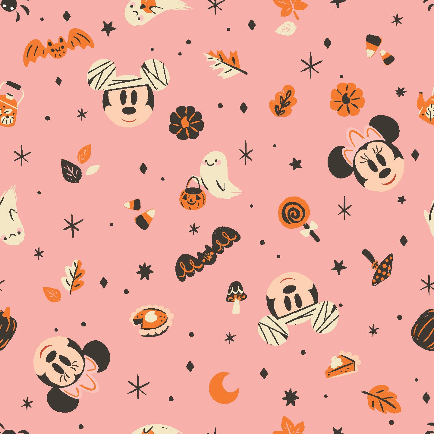 Mickey & Friends Holiday Collection-Pastel Halloween-Pink-100% Cotton-85271094-01