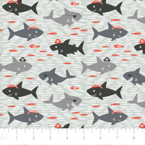 Fleece and Flannel 2024 Catalog-Sharks are Jawesome-Grey-Cotton Flannel-89230201B-01