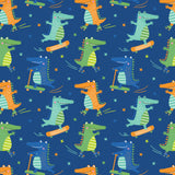 Fleece and Flannel 2024 Catalog-Crocodile Skaters-Navy-Cotton Flannel-89230202B-02