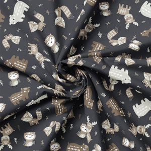 Woodland Wonders Collection-Aztec Woodland Friends-Charcoal-100% Cotton-89230208-03