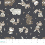 Woodland Wonders Collection-Aztec Woodland Friends-Charcoal-100% Cotton-89230208-03