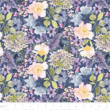 House of Blooms Collection-Floral Symphony-100% Cotton-Periwinkle