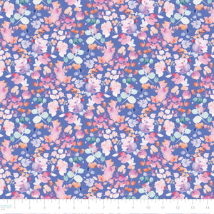 House of Blooms Collection-Floral Tempest-100% Cotton-Periwinkle