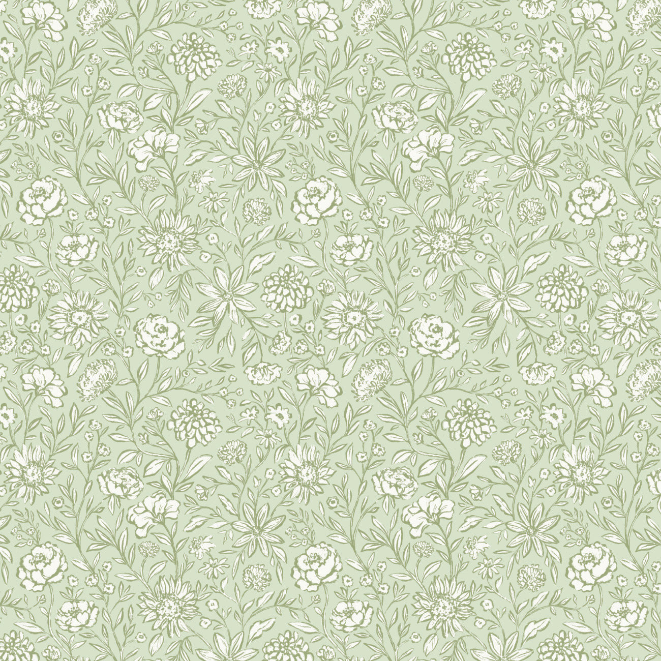 Flower House Collection-Flower Mill-Light Sage-100% Cotton 94230205-02