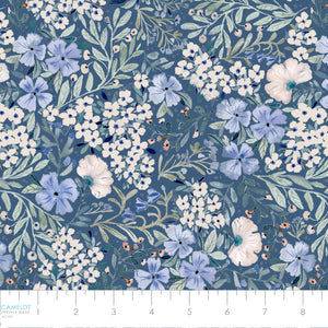 Bloom Manor Collection-Brooklyn Garden-Denim-Quilting Cotton-94240102-01