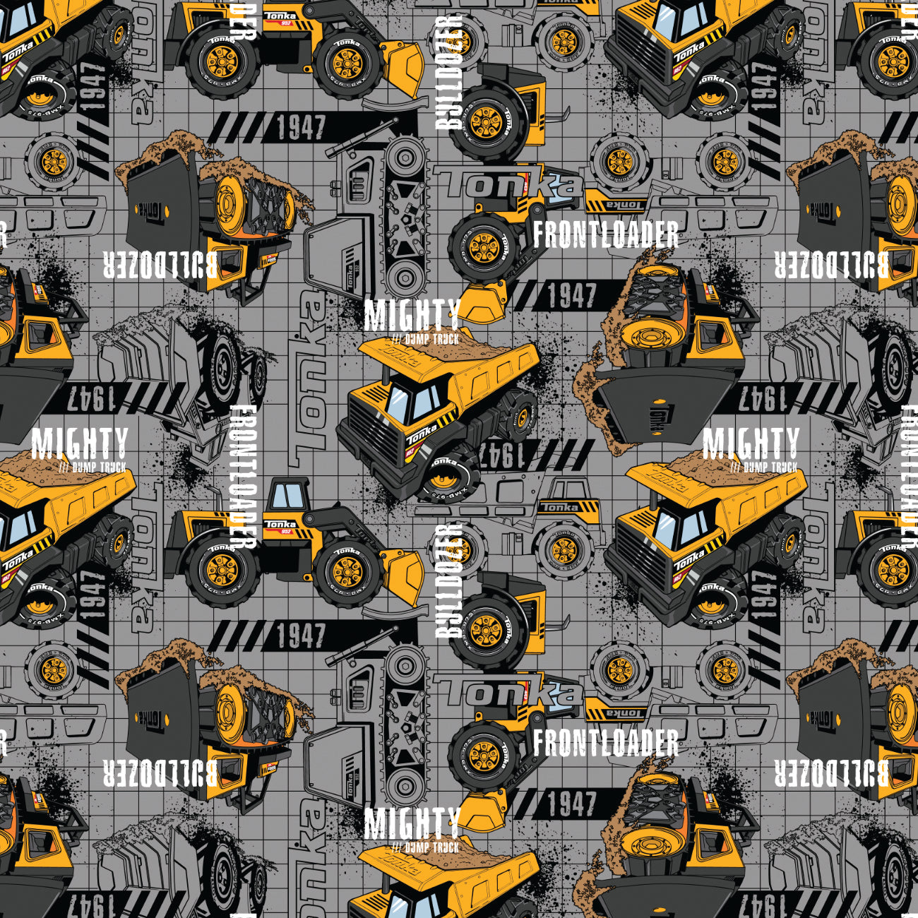 Tonka Collection IV-Construction Trucks-Grey-Quilting Cotton-95060404-01
