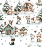 Frosted Paws Collection-Baby Animal Village-White-100% Cotton-97260101-01