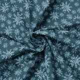 Collection Pattes Givrées-Flocons de Neige Feuillus-Bleu Marine-100% Coton-97260107-02