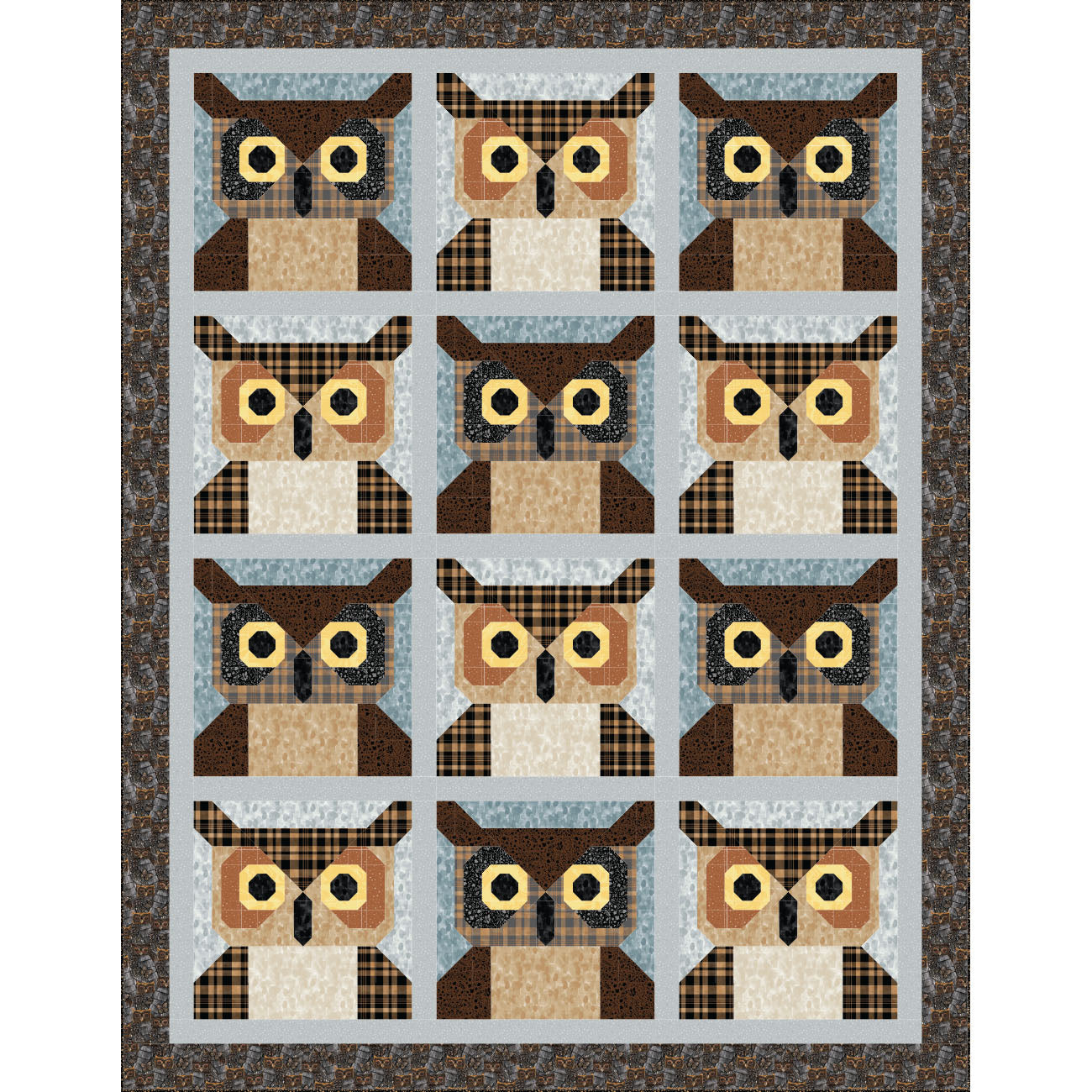 Crafted Cabin Owl Printed Quilt Store Panel-PI001RSD_CABIN