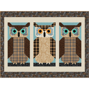 Crafted Cabin Owl Printed Wall Hanging  Quilt Store Panel-PI002RSD_CABIN