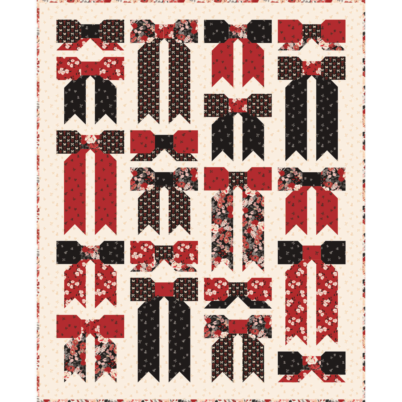 Collection Fleurs et Nœuds Panneau Motif Courtepointe-PI005PPP_BLMBOW-Multi