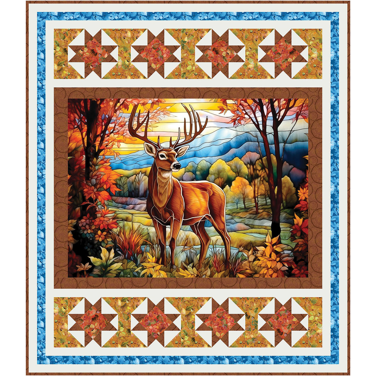 Wanderer of the Woods Digitally Printed Quilt Panel Sample-Multi-100% Cotton-PI010BTBQ_WOTW
