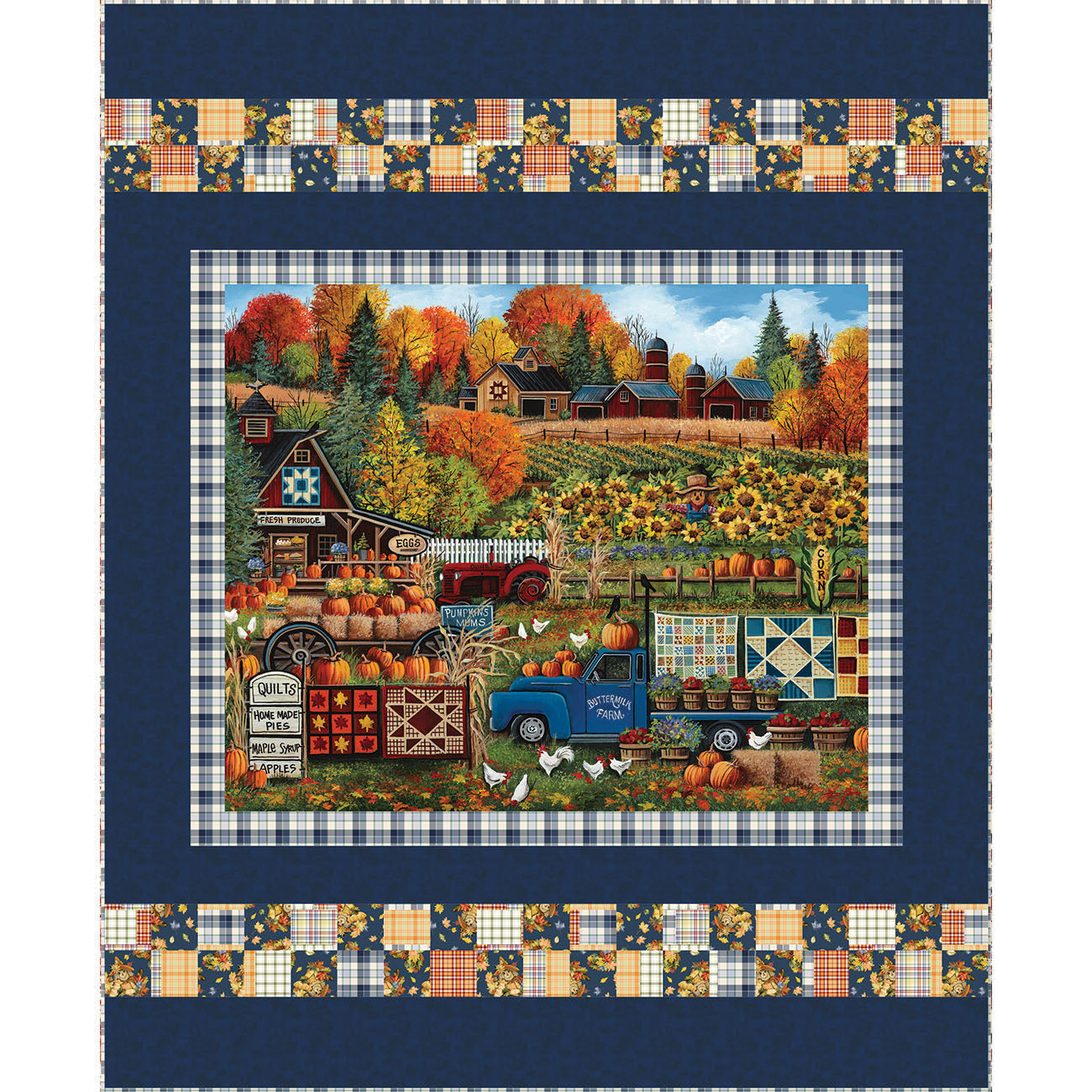 Pumpkin Patch Keeper Digitally Printed Quilt Panel Sample-Multi-100% Cotton-Q-038A_PPKEEPER