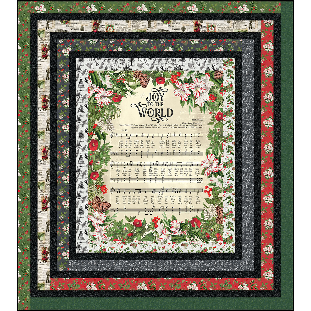 Joy to the World Digitally Printed Quilt Panel Sample-Q-047_JOY2WORLD