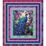 Paon dans le Jardin Échantillon de Panneau de Courtepointe Cabane Imprimé Numériquement-Multi-Coton-Q-047_PEACOCK