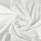 Printed Floral Embroidery with Laser Cut Eyelet-100% Cotton-02 White-WSS26-EMB103