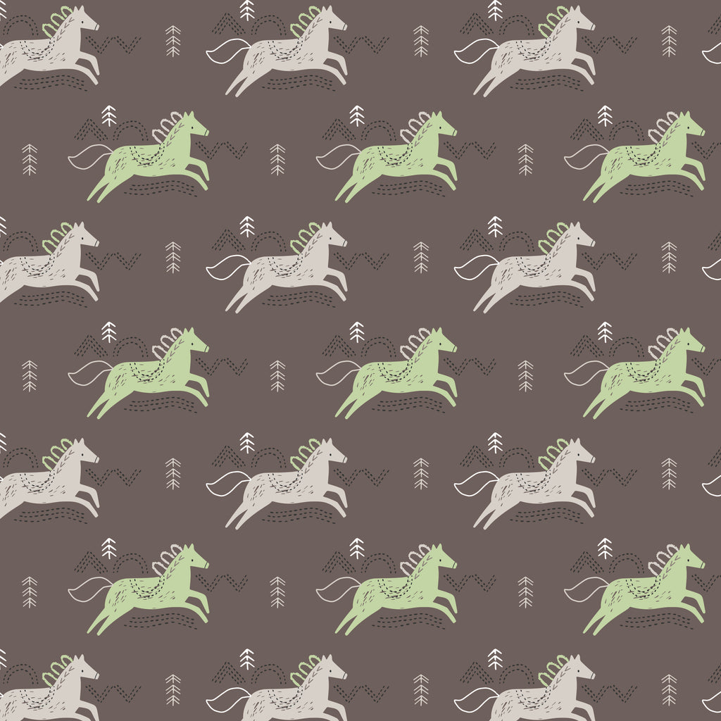 Jumping Horses - Printed Flannel by CDS