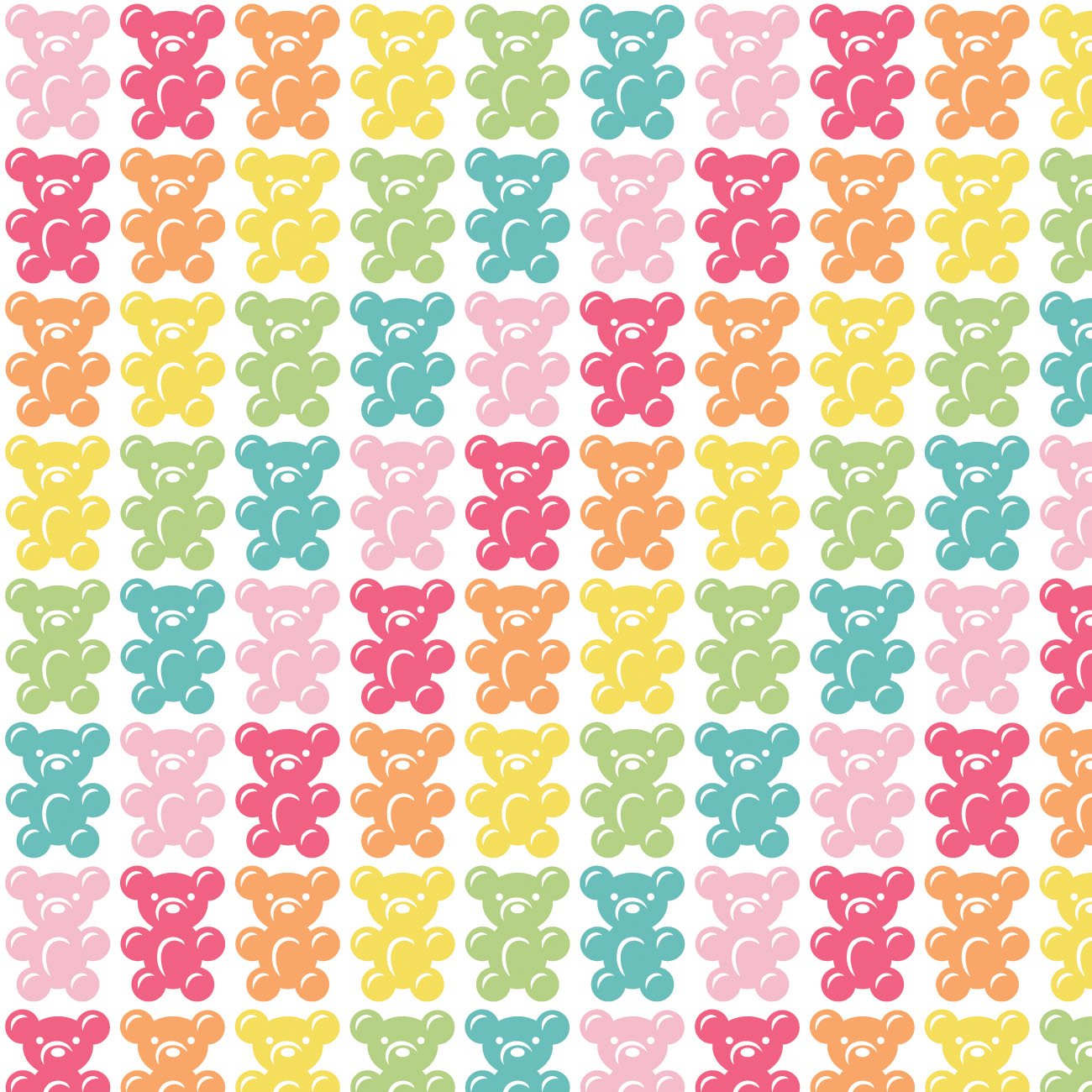 Be The Rainbow by CDS - 2 Yard Cotton Cut- Bright Gummy Bears - White