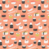 Sushi-Mania- Printed Flannel by CDS - Coral