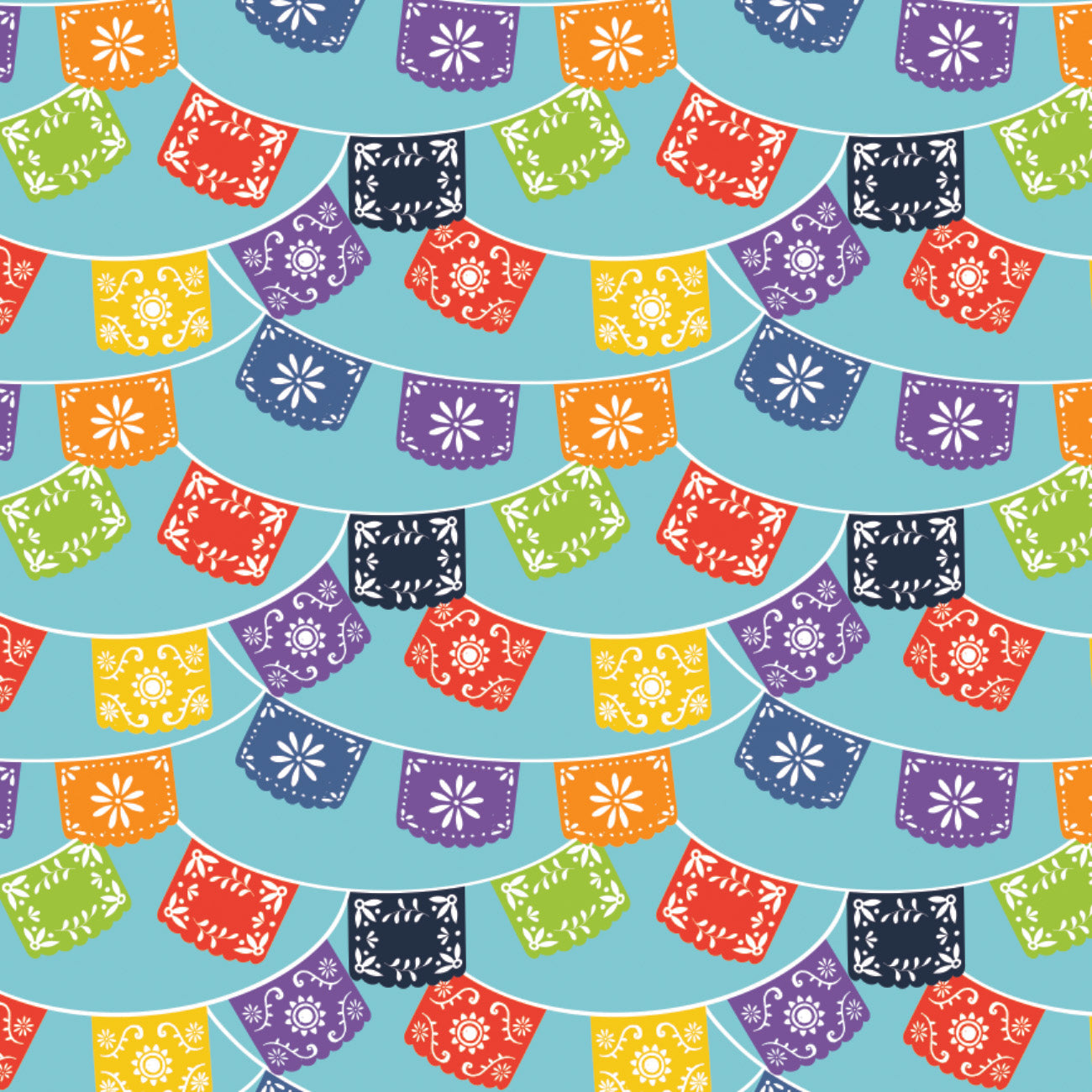 Taco 'Bout It Collection -2 Yard Cotton Cut - Paper Cut Banners - Blue