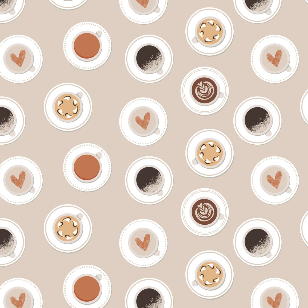 Cool Beans Collection by CDS - Coffee Art - Cotton - Cream