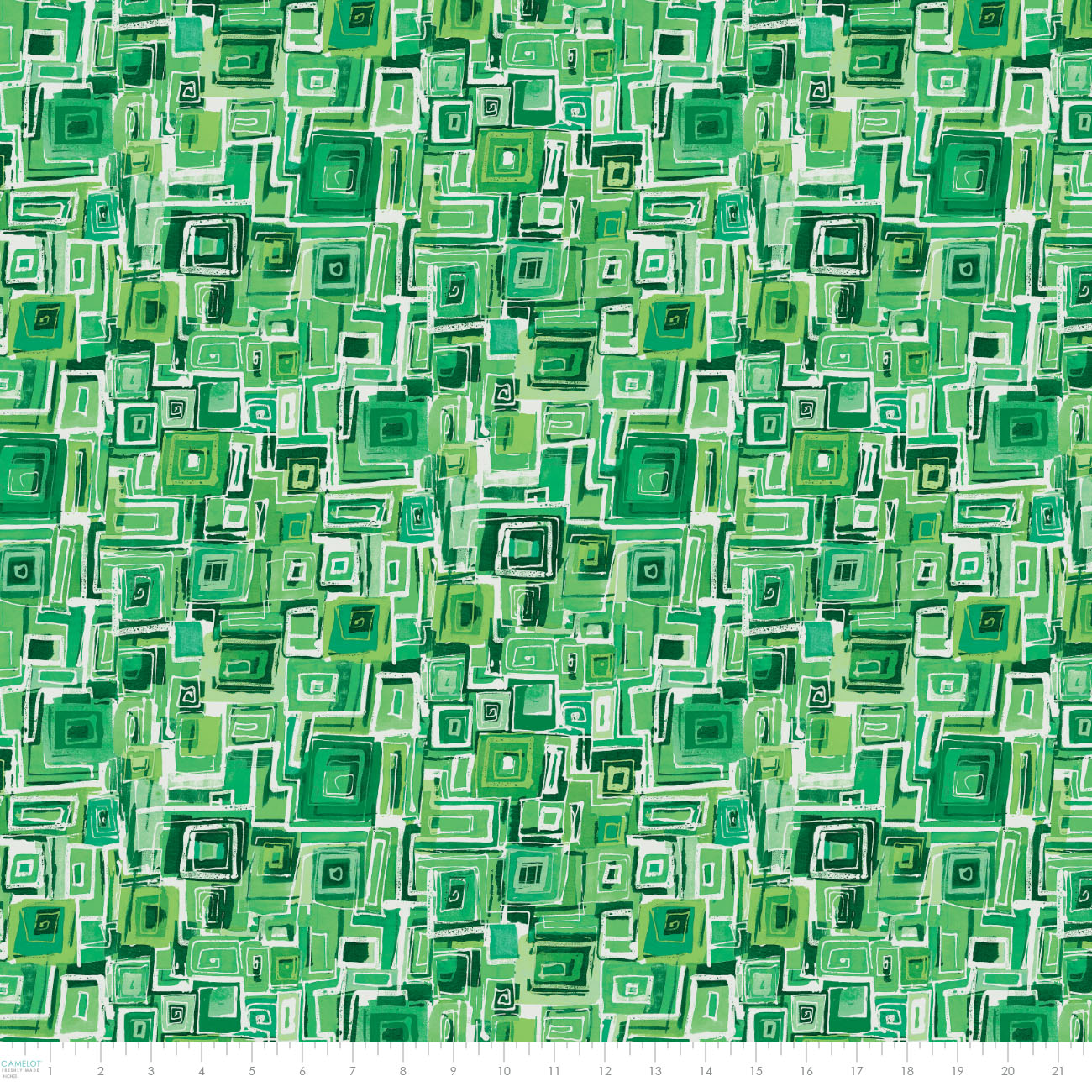 Around the Block Collection - Blocks on Blocks - Green - Cotton 21230203-03
