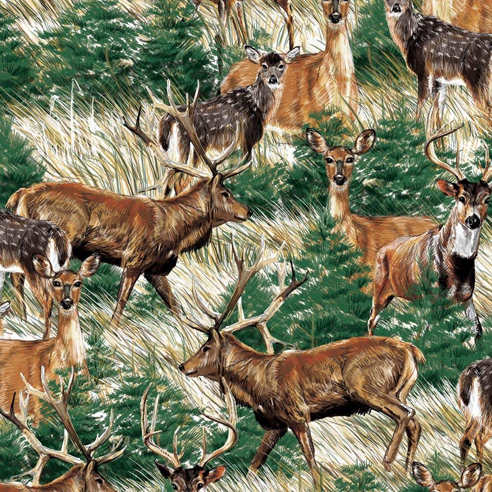 Deer Field - Printed Fleece by CDS
