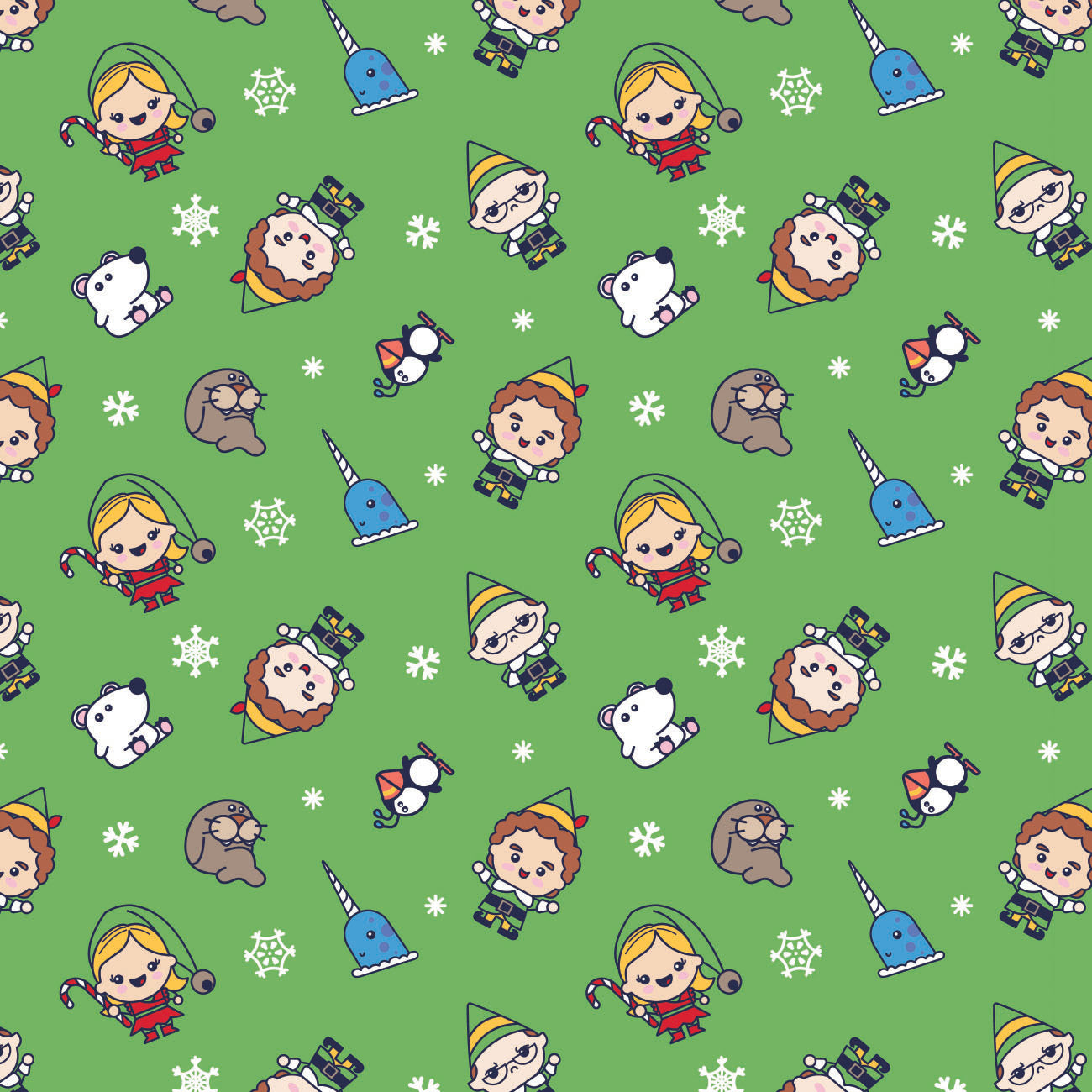 Character Winter Holiday IV Collection - Elf Chibi North Pole - Green - Cotton 23130119-02