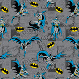 Batman on Comics -  Printed Flannel by DC Comics - Grey