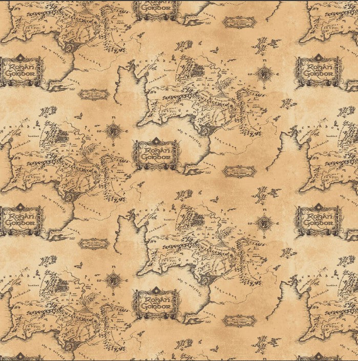 Lord of the Rings - Middle Earth Map Minky - Tan - Minky