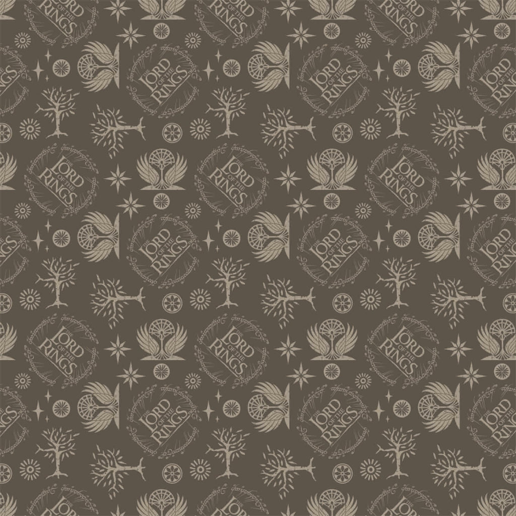 Lord of the Rings - 2 Yard Cotton Cut -Logo- Taupe