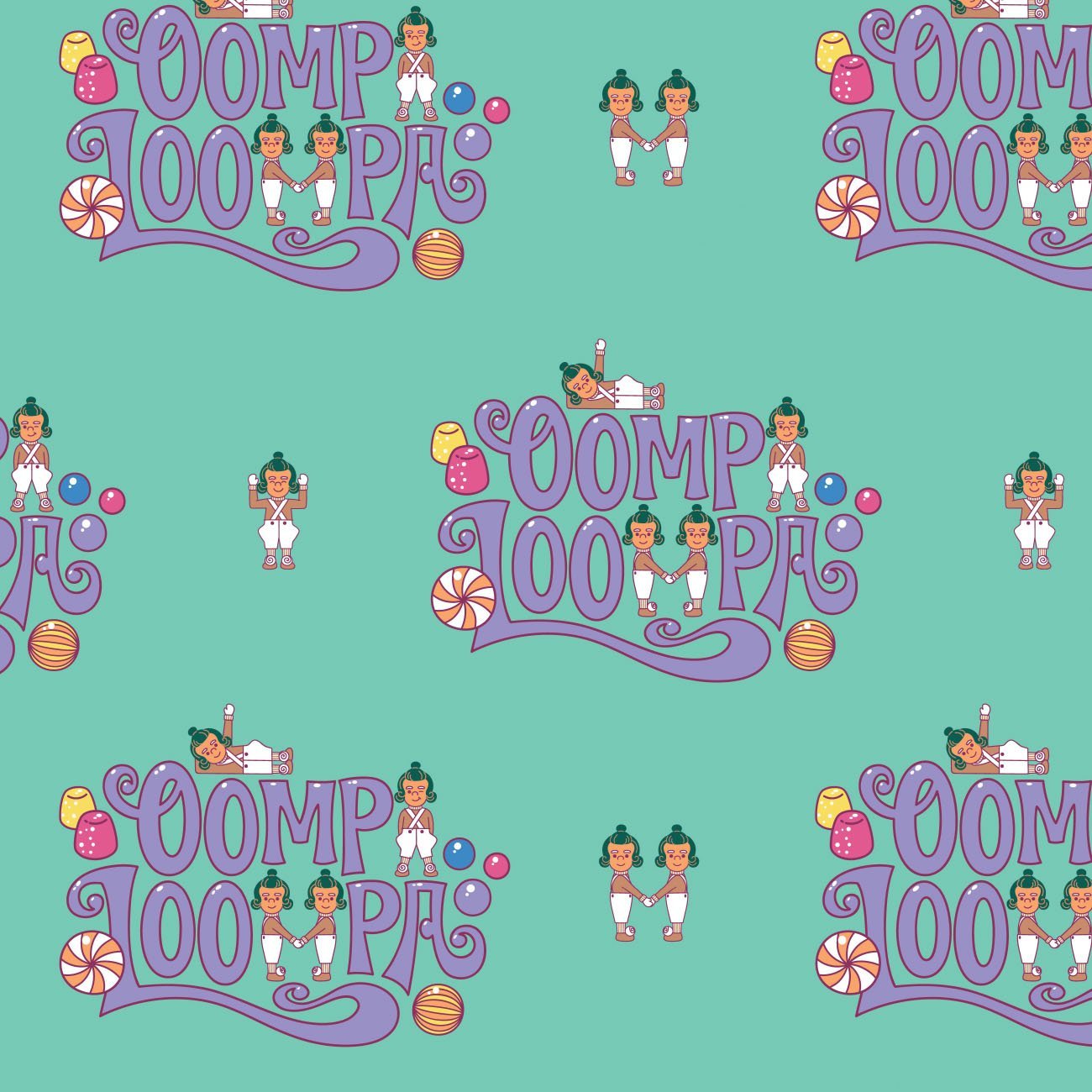Willy Wonka II Collection - Playful Oompa Loompas - Cotton - Green