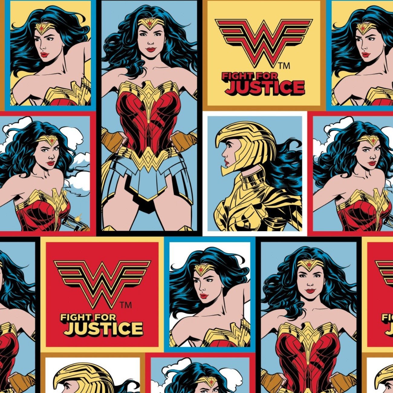 Wonder Woman WW84 Blocks - Printed Fleece by DC Comics - Multi