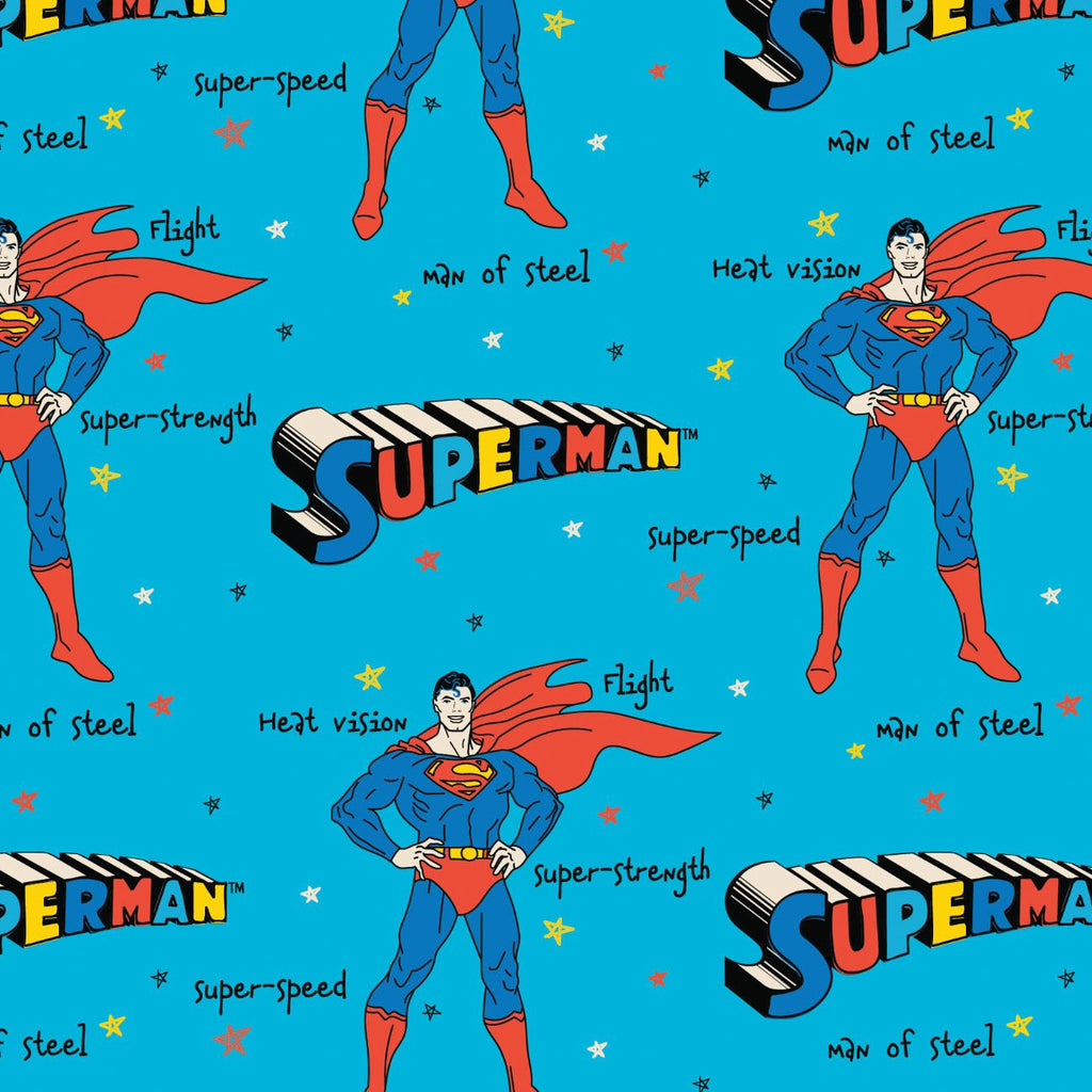 DC Superman Doodles - Superman Qualities Doodle - Cotton - Blue