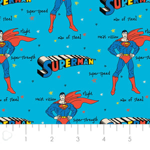 DC Comics-  Superman Doodles - 2 Yard Cotton  Cut -Superman Qualities Doodle - Blue