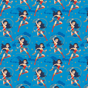 Dc Comics- Wonder Woman Jr Girl Heroes Glitter Cotton 2Yd Precuts Cotton - 23421455LY2AMZ2 - 02 Blue