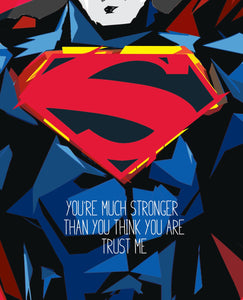 DC - Superman - Stronger Than You Think Quote - Fat Quarter - Multi - Cotton 18" X 21"