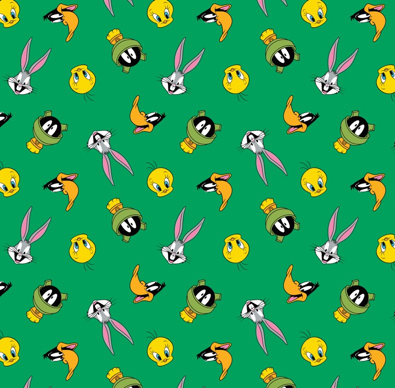 Tossed Faces - Printed Flannel by Looney Tunes