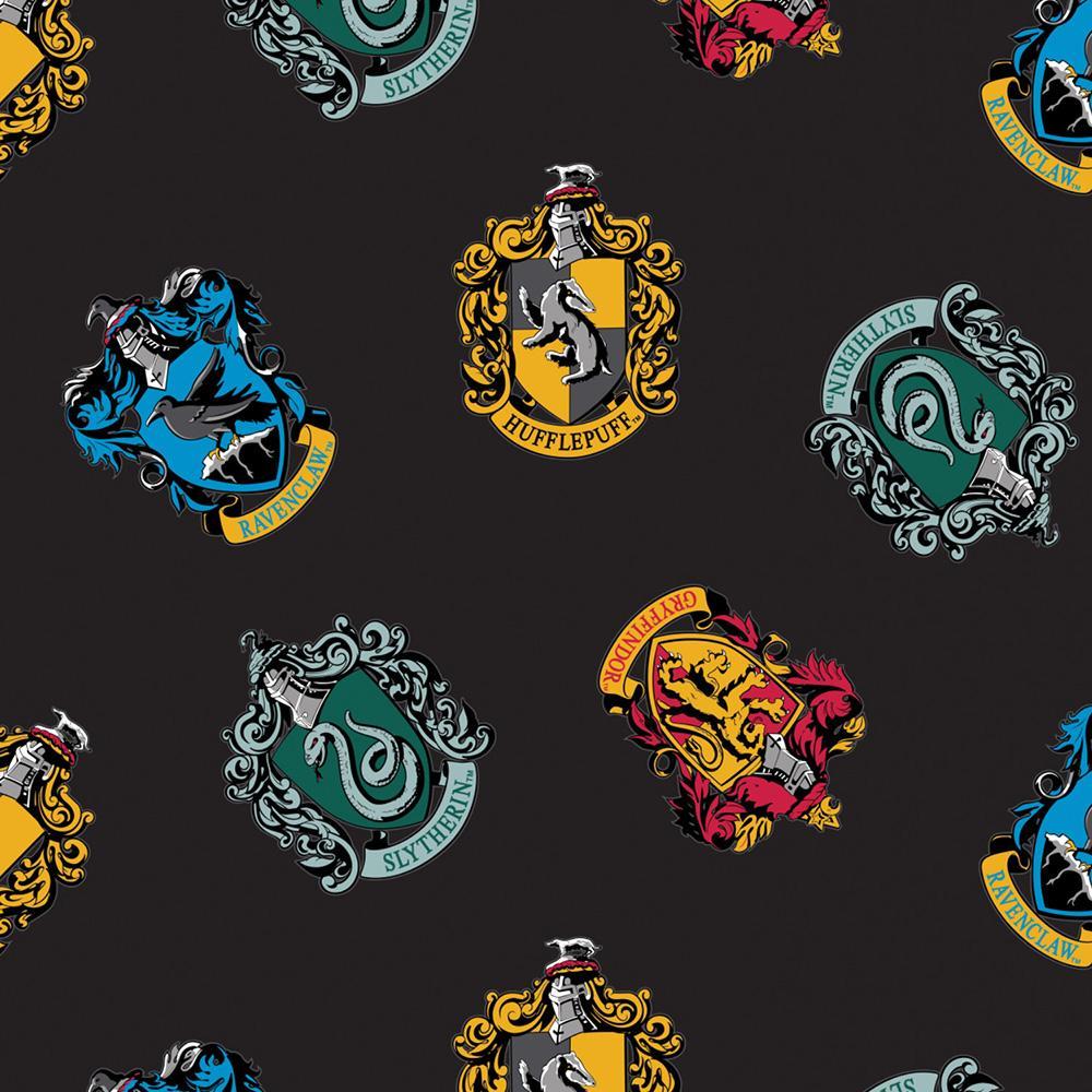 School Crest Toss - Printed Fleece by Harry Potter and Wizarding World - Black