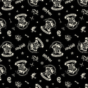 Harry Potter -Tossed Assets -100% Cotton-Black-FULL 8 YARD BOLT