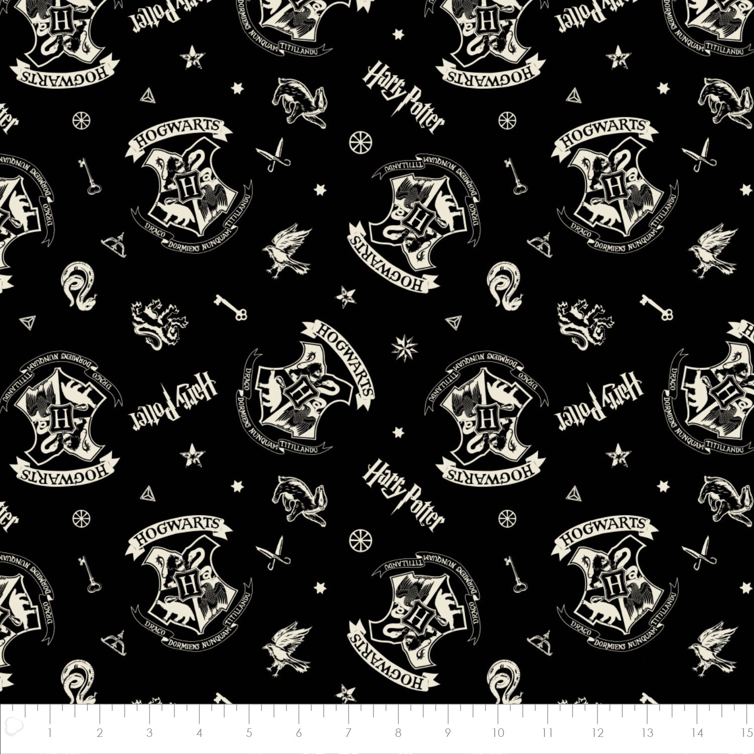 Harry Potter -Tossed Assets -100% Cotton-Black-FULL 8 YARD BOLT