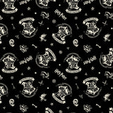 Harry Potter -Tossed Assets -100% Cotton-Black-FULL 8 YARD BOLT