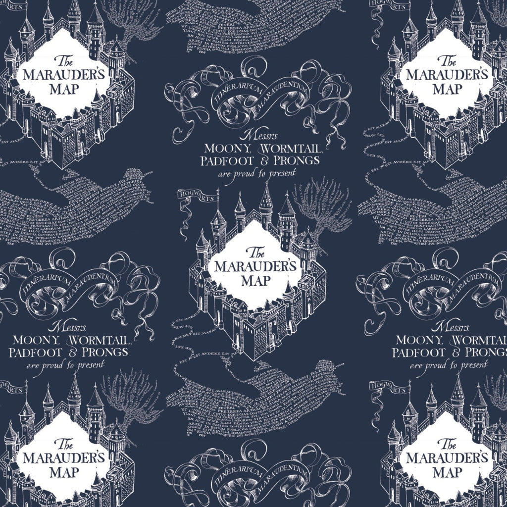 Carte du Maraudeur - Flanelle Imprimée de Harry Potter - Bleu foncé