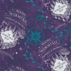 Compass Rose Marauder's Map - Printed Flannel From Harry Potter and Wizarding World - Purple
