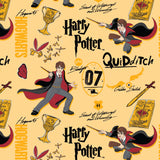 Harry Potter Quidditch Stamp - Cotton - Orange-FULL 8 YARD BOLT