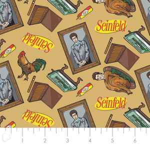 Seinfeld -  2 Yard Cotton Cut -Kramer Icons Toss - Tan