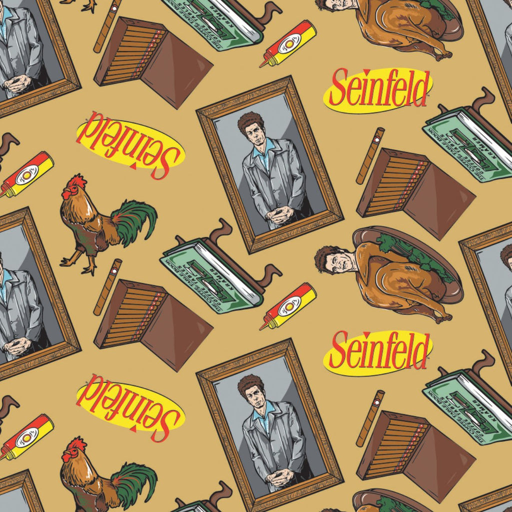 Seinfeld -  2 Yard Cotton Cut -Kramer Icons Toss - Tan