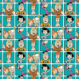 The Flintstones -Portrait Blocks Cotton 2yd Precut Cotton - 24060211YC2AMZ2 - 02 Turquoise