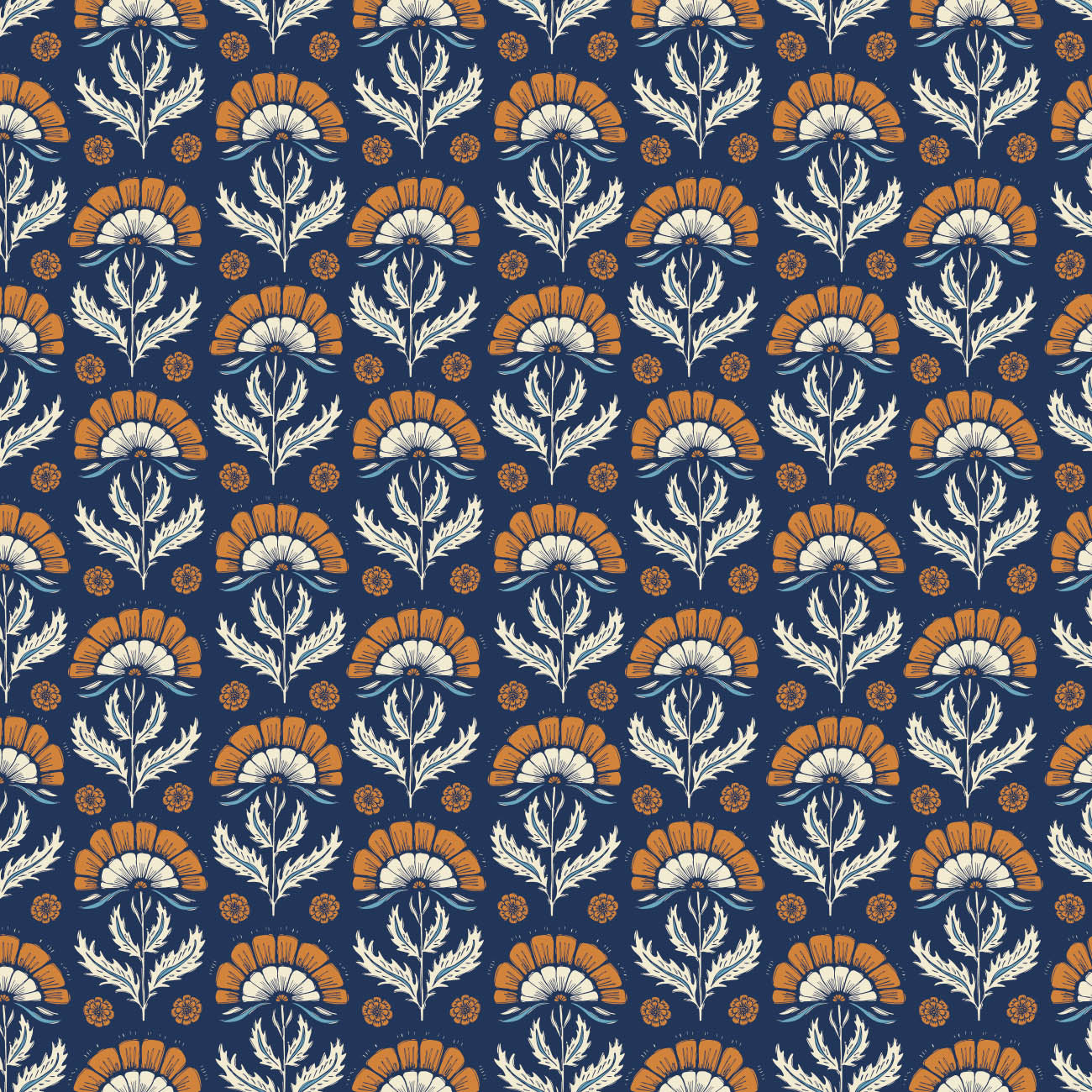 Heritage Cottage Collection - Orchard - Navy - Cotton