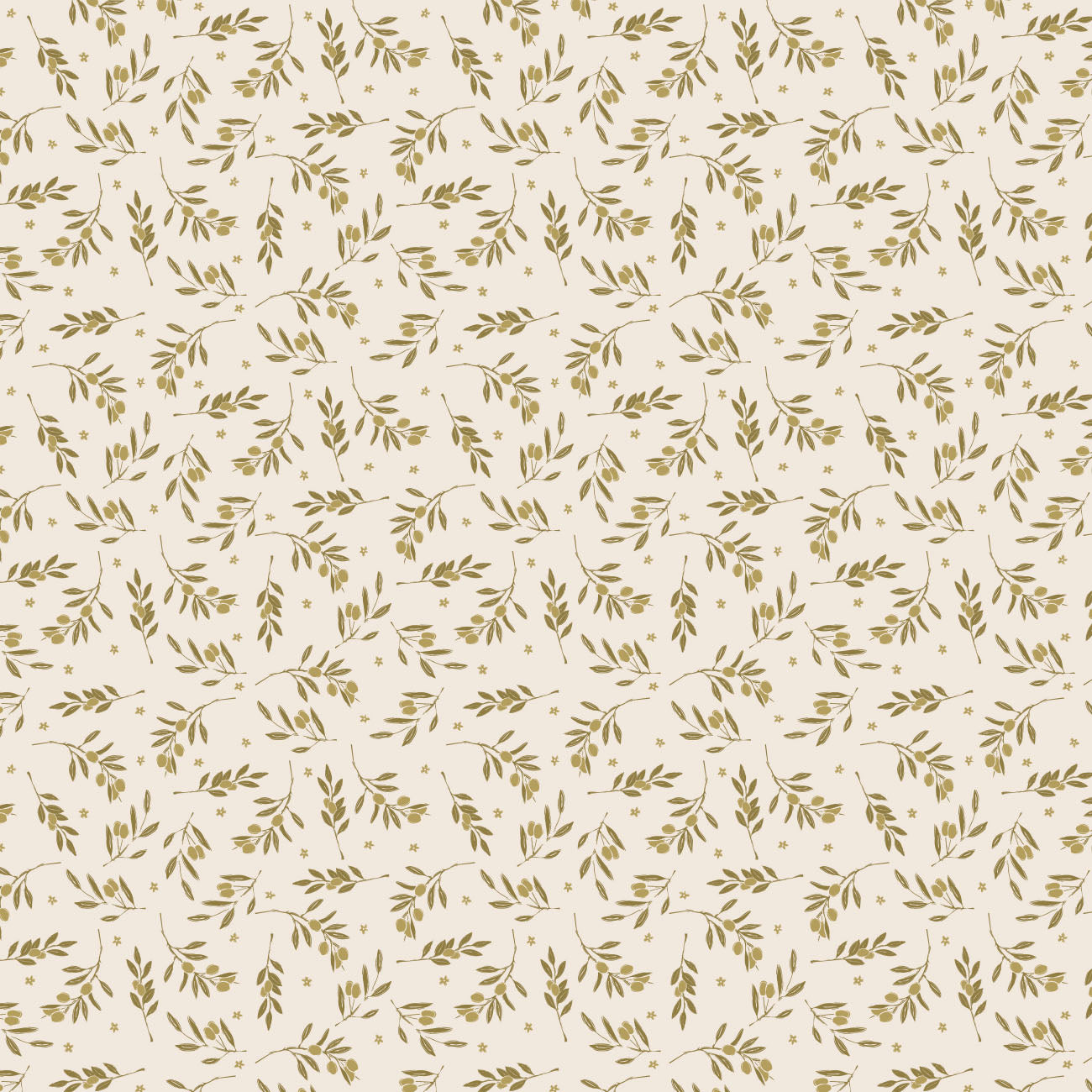 Ginger and Olive Collection - Olive Blooms - Cream - Cotton 30220504-01